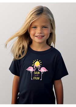 WOOOP Koszulka &quot;Flamingo sun and fun&quot; w kolorze granatowym ze sklepu Limango Polska w kategorii Bluzki dziewczęce - zdjęcie 184746557