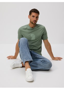 Reserved - T-shirt regular z haftem - jasnozielony ze sklepu Reserved w kategorii T-shirty męskie - zdjęcie 184748439