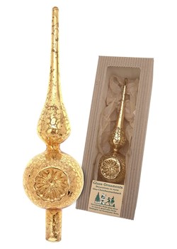 Krebs Glas Lauscha Odblaskowy szpic w kolorze złotym na choinkę - wys. 23 cm ze sklepu Limango Polska w kategorii Dekoracje bożonarodzeniowe - zdjęcie 184751798