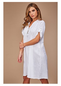 100% LIN Lniana sukienka w kolorze białym ze sklepu Limango Polska w kategorii Sukienki - zdjęcie 184752705