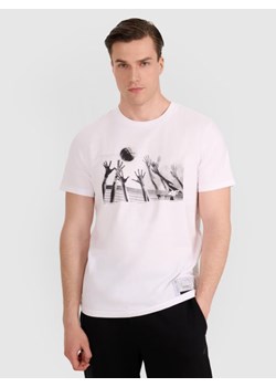 Męski t-shirt z nadrukiem 4F 4FRAW25TTSHM3319 - biały ze sklepu Sportstylestory.com w kategorii T-shirty męskie - zdjęcie 184754336