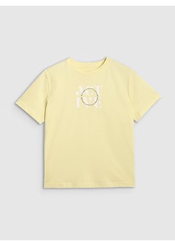 Damski t-shirt z nadrukiem 4F 4FRAW25TTSHF3229 - żółty ze sklepu Sportstylestory.com w kategorii Bluzki damskie - zdjęcie 184754375