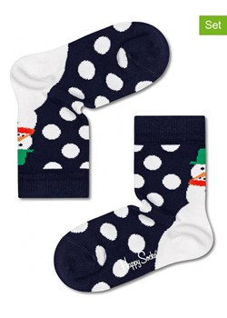 Happy Socks Skarpety (2 pary) &quot;Jumbo Snowman&quot; w kolorze granatowym ze wzorem ze sklepu Limango Polska w kategorii Skarpetki dziecięce - zdjęcie 184756769