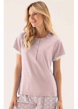 Bawełniana piżama damska z rozpinaną górą liliowa 2419, Kolor liliowy-wzór, Rozmiar 38, INFIORE ze sklepu Intymna w kategorii Piżamy damskie - zdjęcie 184757956