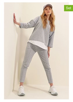Happiness Istanbul 2-częściowy zestaw w kolorze szarym ze sklepu Limango Polska w kategorii Spodnie damskie - zdjęcie 184760925