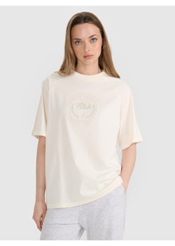 Damski t-shirt oversize z nadrukiem 4F 4FRSS25TTSHF2791 - biały ze sklepu Sportstylestory.com w kategorii Bluzki damskie - zdjęcie 184767347