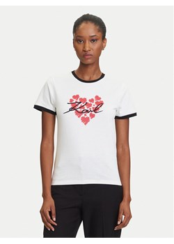 KARL LAGERFELD T-Shirt A3W17015 Écru Regular Fit ze sklepu MODIVO w kategorii Bluzki damskie - zdjęcie 184768126