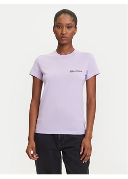 Karl Lagerfeld Jeans T-Shirt A1W17004 Fioletowy Slim Fit ze sklepu MODIVO w kategorii Bluzki damskie - zdjęcie 184768138