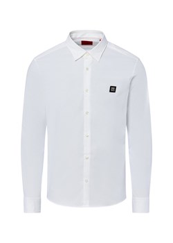 HUGO Koszula męska - Ermo Mężczyźni Slim Fit Bawełna biały jednolity ze sklepu vangraaf w kategorii Koszule męskie - zdjęcie 184773266