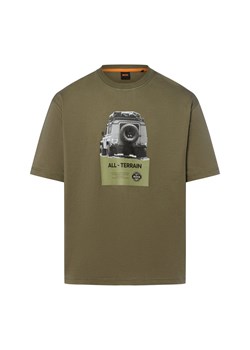 BOSS Orange Koszulka męska - Wagon Mężczyźni Bawełna oliwkowy nadruk ze sklepu vangraaf w kategorii T-shirty męskie - zdjęcie 184773287