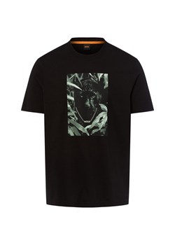 BOSS Orange Koszulka męska - Animali Mężczyźni Bawełna czarny jednolity ze sklepu vangraaf w kategorii T-shirty męskie - zdjęcie 184773288