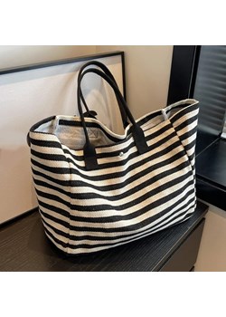 Materiałowa torba w paski - Czarny ze sklepu Intimica.pl w kategorii Torby Shopper bag - zdjęcie 184774765