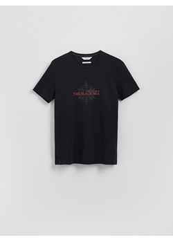 Reserved - T-shirt slim fit z nadrukiem - czarny ze sklepu Reserved w kategorii T-shirty męskie - zdjęcie 184777499