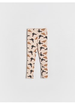 Reserved - Prążkowane legginsy Bing - kremowy ze sklepu Reserved w kategorii Spodnie dziewczęce - zdjęcie 184779329