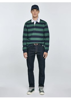 Koszulka męska polo z długim rękawem w pasy granatowo-zielona Miker 403 ze sklepu Big Star w kategorii T-shirty męskie - zdjęcie 184783768
