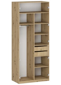 Korpus szafy z drążkiem i półkami dąb artisan 100 cm - Jonix 10X ze sklepu Edinos.pl w kategorii Szafy - zdjęcie 184784345