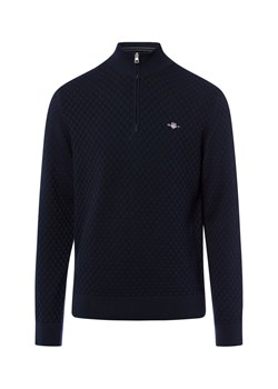 Gant Męska koszulka z dzianiny Mężczyźni Bawełna granatowy wypukły wzór tkaniny ze sklepu vangraaf w kategorii Swetry męskie - zdjęcie 184791087