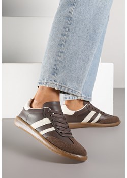 Brązowe Casualowe Sneakersy na Płaskiej Podeszwie z Paskami Jereria ze sklepu renee.pl w kategorii Buty sportowe damskie - zdjęcie 184795525