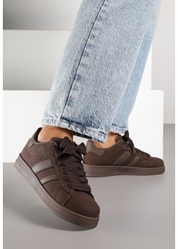 Brązowe Sneakersy na Niskiej Platformie z Naszywkami Flordexia ze sklepu renee.pl w kategorii Buty sportowe damskie - zdjęcie 184795555