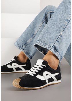 Czarne Sneakersy Ozdobione Geometrycznym Motywem Ardetia ze sklepu born2be.pl w kategorii Buty sportowe damskie - zdjęcie 184795646