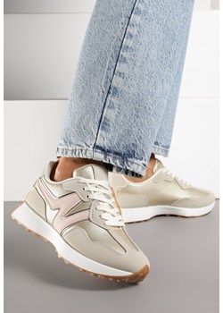 Złote Sneakersy na Płaskiej Podeszwie z Geometryczną Wstawką Helidi ze sklepu born2be.pl w kategorii Buty sportowe damskie - zdjęcie 184795718