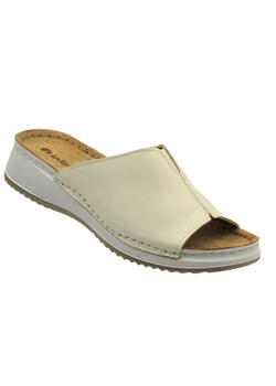 Skórzane klapki damskie beżowe INBLU SD-4KU ze sklepu ulubioneobuwie w kategorii Klapki damskie - zdjęcie 184798968