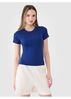 Damski t-shirt basic 4F 4FWSS25TTSHF1968 - granatowy ze sklepu Sportstylestory.com w kategorii Bluzki damskie - zdjęcie 184799477