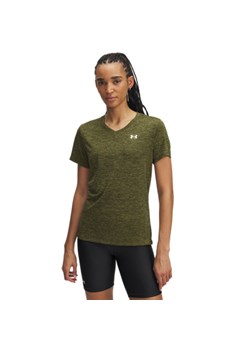 Damska koszulka treningowa Under Armour Tech SSV- Twist - khaki ze sklepu Sportstylestory.com w kategorii Bluzki damskie - zdjęcie 184799597