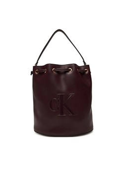 Torebka Calvin Klein Bold Ck Large Bucket Bag LV04F3232G Bordowy ze sklepu eobuwie.pl w kategorii Kopertówki - zdjęcie 184799796