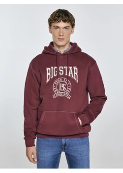 Bluza męska z kapturem z haftem bordowa Adam 604 ze sklepu Big Star w kategorii Bluzy męskie - zdjęcie 184800776