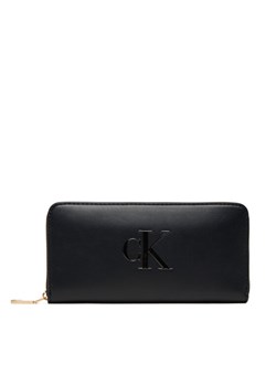 Duży Portfel Damski Calvin Klein Bold Ck Long Zip Around LV04F1077G Czarny ze sklepu eobuwie.pl w kategorii Portfele damskie - zdjęcie 184801635
