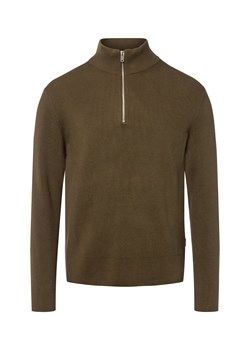 Lindbergh Męski sweter z dzianiny Mężczyźni brązowy jednolity ze sklepu vangraaf w kategorii Swetry męskie - zdjęcie 184813328