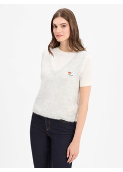 american vintage Damski sweter z dzianiny z alpaką - Nenybay Kobiety drobna dzianina jasny szary marmurkowy ze sklepu vangraaf w kategorii Kamizelki damskie - zdjęcie 184813408