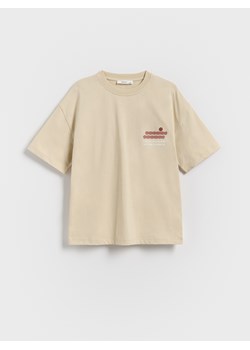 Reserved - Bawełniany t-shirt oversize - beżowy ze sklepu Reserved w kategorii T-shirty chłopięce - zdjęcie 184818346