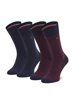 Zestaw 2 par wysokich skarpet męskich Tommy Hilfiger 100001496 Granatowy ze sklepu eobuwie.pl w kategorii Skarpetki męskie - zdjęcie 184818807