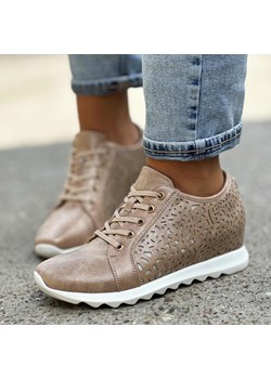 Beżowe botki damskie sneakersy Jezzi Asa170-3 ze sklepu suzana.pl w kategorii Półbuty damskie - zdjęcie 184823108