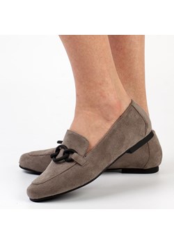 Szare zamszowe loafersy, mokasyny damskie La.Fi 020g-su ze sklepu suzana.pl w kategorii Mokasyny damskie - zdjęcie 184824376