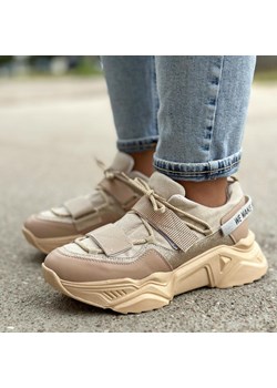 Beżowe sneakersy damskie Navy Dot 56004 ze sklepu suzana.pl w kategorii Buty sportowe damskie - zdjęcie 184830865