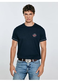 Koszulka męska z kontrastowymi przeszyciami granatowa Elvin 403 ze sklepu Big Star w kategorii T-shirty męskie - zdjęcie 184838727