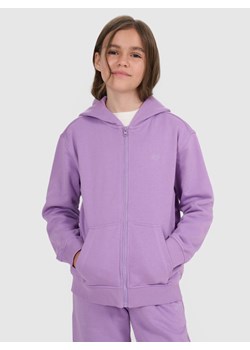 Dziewczęca bluza dresowa rozpinana z kapturem 4F 4FJRAW25TSWSF2466 - fioletowa ze sklepu Sportstylestory.com w kategorii Bluzy dziewczęce - zdjęcie 184839509