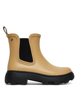 Kalosze Tommy Hilfiger Rubber Flag Cleated FW0FW08637 Brązowy ze sklepu eobuwie.pl w kategorii Kalosze damskie - zdjęcie 184840149