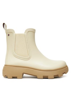 Kalosze Tommy Hilfiger Rubber Flag Cleated FW0FW08637 Beżowy ze sklepu eobuwie.pl w kategorii Kalosze damskie - zdjęcie 184840167