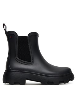 Kalosze Tommy Hilfiger Rubber Flag Cleated FW0FW08637 Czarny ze sklepu eobuwie.pl w kategorii Kalosze damskie - zdjęcie 184840169