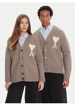 AMI PARIS Kardigan UKC090.KN0090 Szary Relaxed Fit ze sklepu MODIVO w kategorii Swetry męskie - zdjęcie 184840688