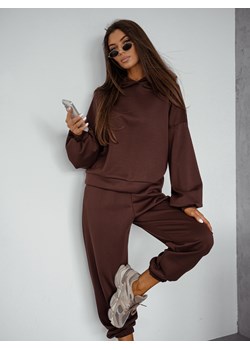 KOMPLET DRESOWY BLUZA Z KAPTUREM+ SPODNIE- CZEKOLADOWY ze sklepu olika.com.pl w kategorii Dresy damskie - zdjęcie 184842438