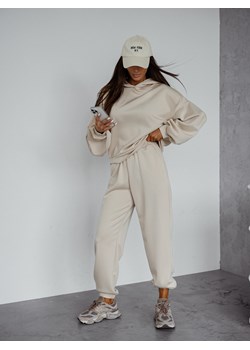 KOMPLET DRESOWY BLUZA Z KAPTUREM+ SPODNIE- BEŻOWY ze sklepu olika.com.pl w kategorii Dresy damskie - zdjęcie 184842465