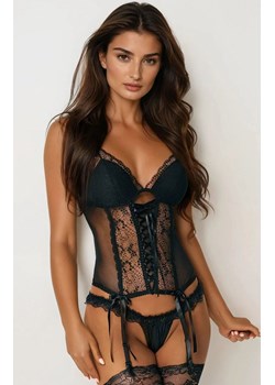 Gorset damski czarny i stringi Lauren, Kolor czarny, Rozmiar L/XL, Beauty Night ze sklepu Intymna w kategorii Gorsety - zdjęcie 184845457