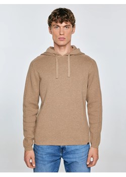 Sweter męski z kapturem beżowy Hoodsy 805 ze sklepu Big Star w kategorii Swetry męskie - zdjęcie 184847829