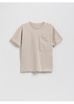 Reserved - Bawełniany t-shirt - kremowy ze sklepu Reserved w kategorii T-shirty chłopięce - zdjęcie 184848225