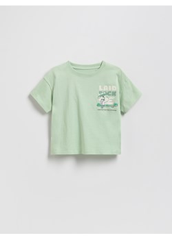 Reserved - Bawełniany t-shirt z nadrukiem - jasnozielony ze sklepu Reserved w kategorii T-shirty chłopięce - zdjęcie 184848258